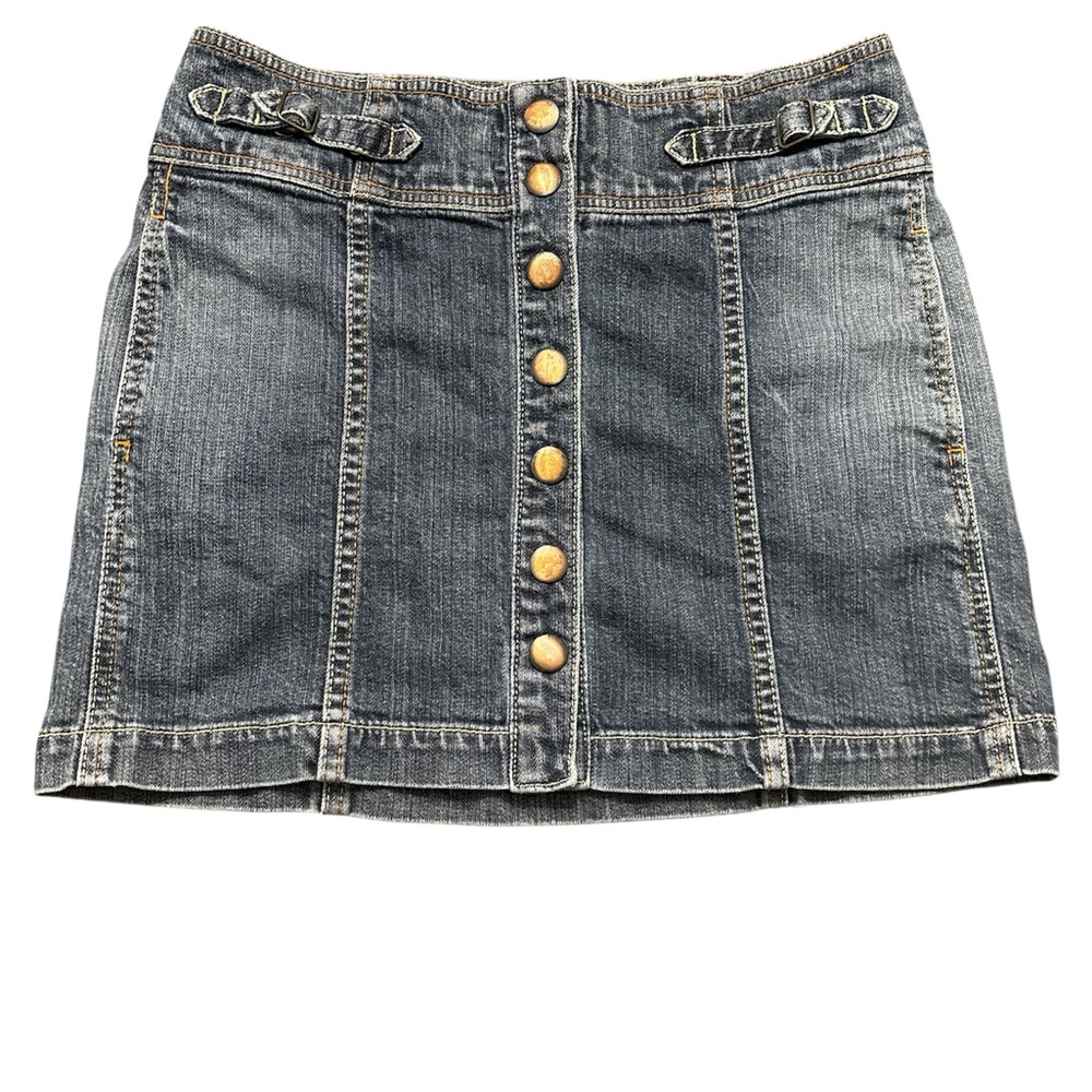 GAP Y2K Denim Mini Low Rise Full Snap Button Front Casual Jean Skirt - Picture 11 of 11